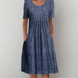 Women's Floral Pleated Midi Dress - Casual Wear