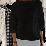 Women's Blouse Boat Neck Drop Shoulder - Office Casual Wear