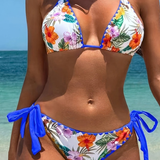 Women's Bikini Set Floral Print Trim - Beach Vacation
