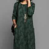 Women's Maxi Dress Patterned Long Sleeve - Casual Wear