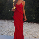 Women’s Ruffled Sleeveless Maxi Dress - Evening Casual Wear