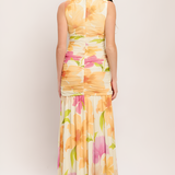 Women's Floral Ruched Sleeveless Maxi Dress - Summer Party
