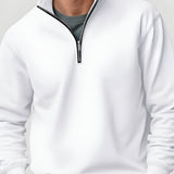Men’s Quarter Zip Collar Sweatshirt - Casual Winter Wear