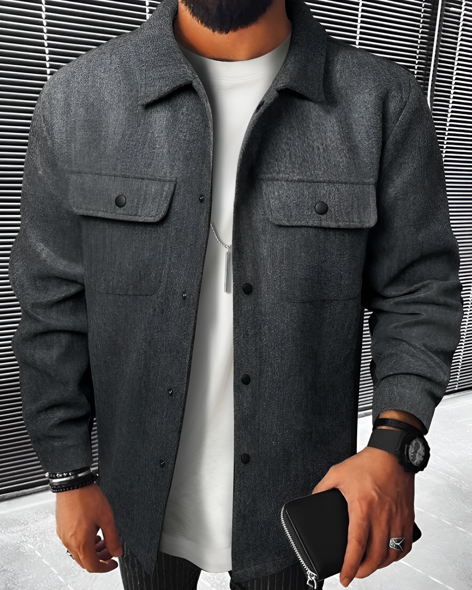 Men's Button Up Long Sleeve Over Shirt - Casual Wear