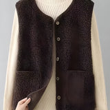 Women’s Button-Front Sleeveless Vest – Winter Layering