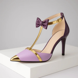 Women's Bow T-Strap Pointed Toe Heels - Date Night