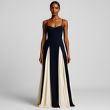 Women's Godet Pleated Maxi Dress - Evening Wear