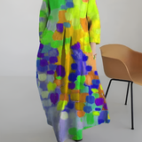 Women's Abstract Print Loose Maxi Dress - Casual Art Wear