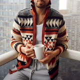 Men's Aztec Pattern Zip Up Cardigan - Casual Wear