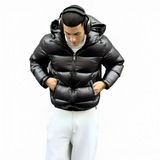Men's Shiny Padded Puffer Jacket - Outdoor Winter Wear
