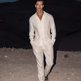 Men's Camp Collar Long Sleeve Shirt Set - Vacation Wear