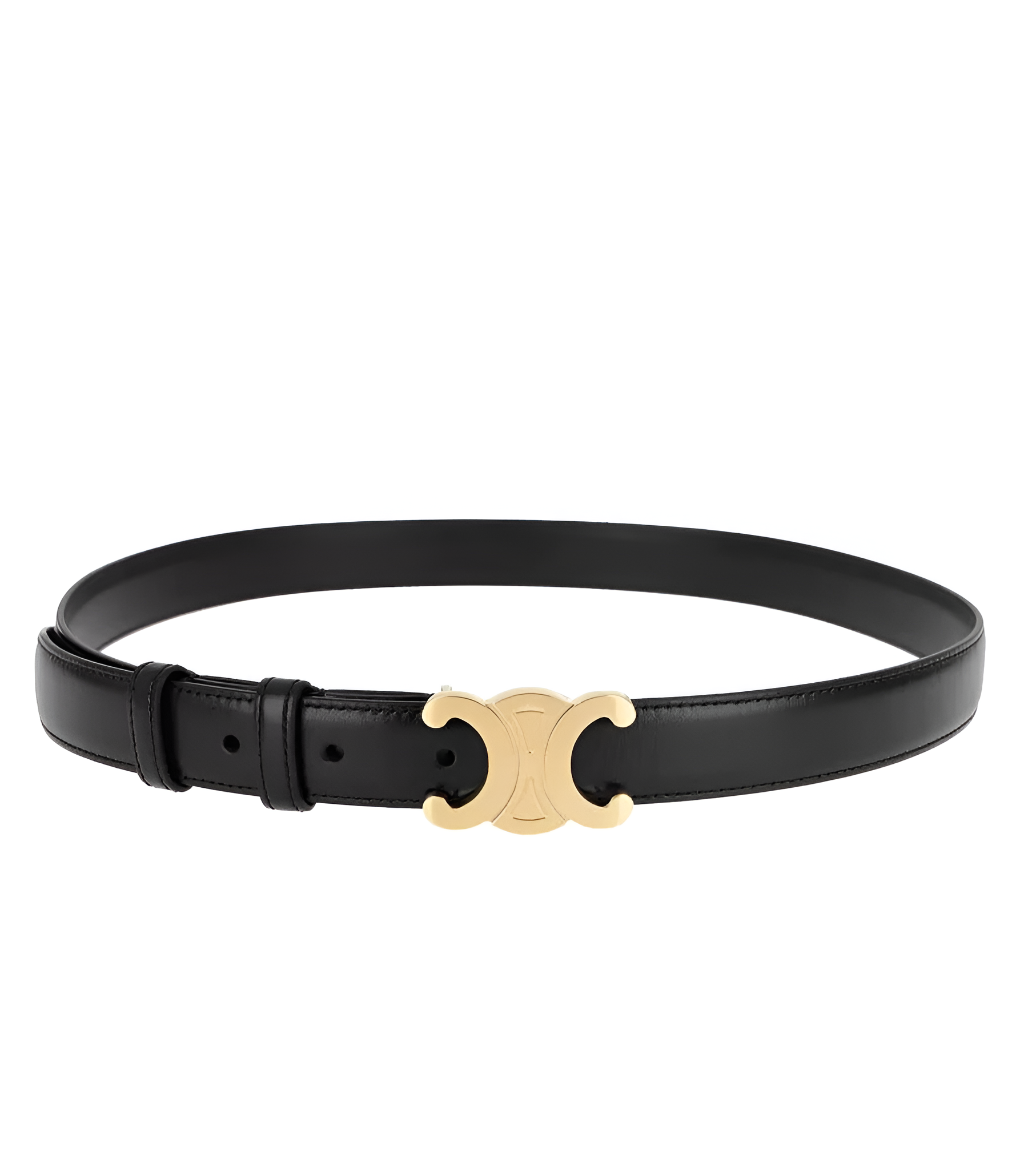 Women's Gold Buckle Slim Waist Belt - Office Wear