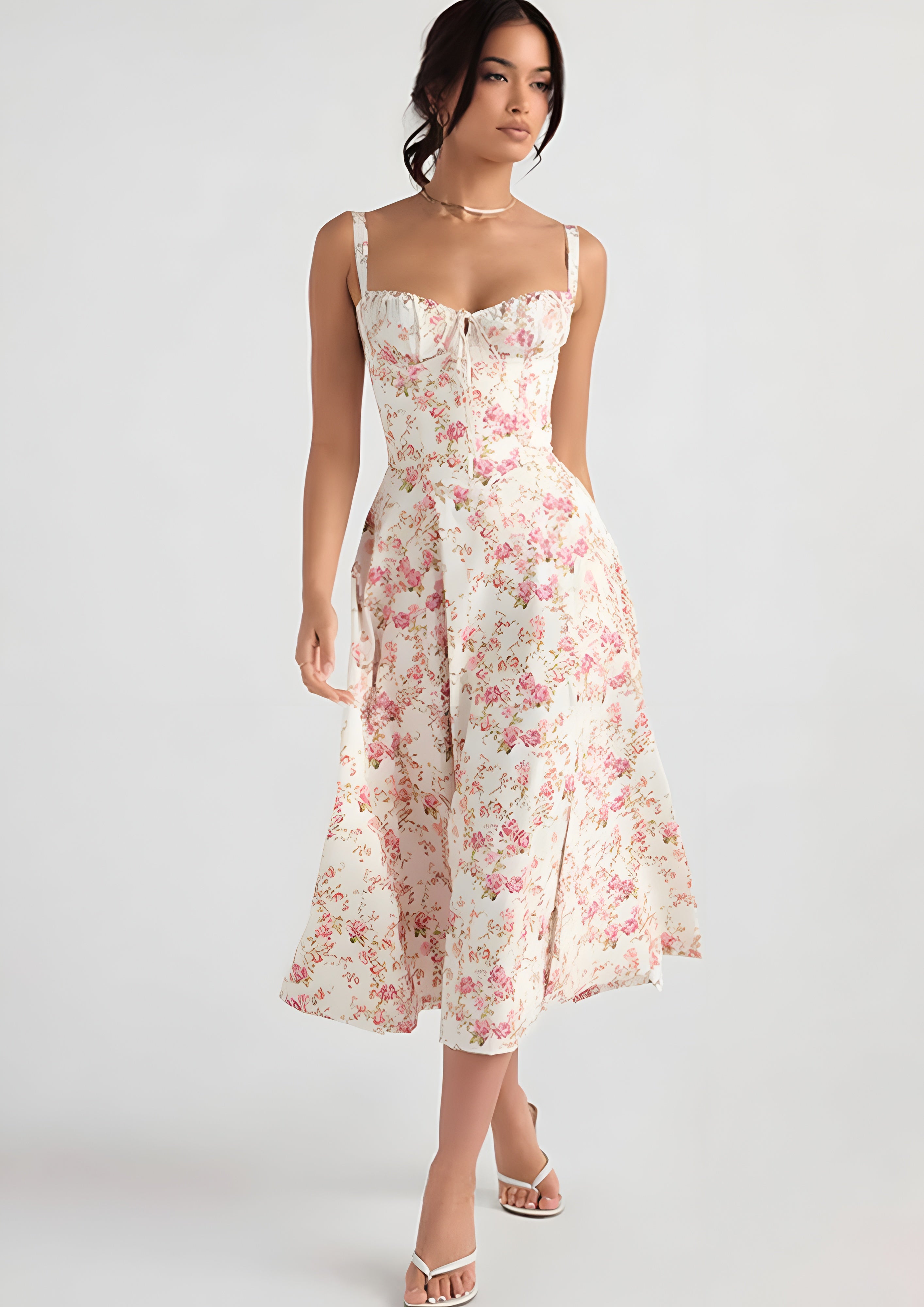 Women's Side Slit Midi Dress - Summer Wear