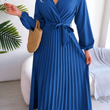 Women's Pleated Maxi Dress - Casual Elegant Dress