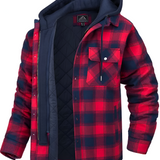 Men's Hooded Flannel Jacket - Casual Workwear