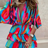 Women's Half Sleeve Mini Dress - Summer Beach Wear