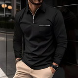 Men's Slim Fit Quarter Zip Polo Shirt - Smart Casual