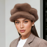 Women's Faux Fur Newsboy Cap - Winter Fashion