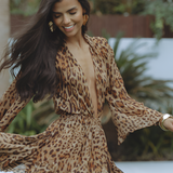 Women's Backless Chiffon Ruffle Dress - Vacation Resort Wear