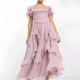 Women's Ruffle Tiered Maxi Dress - Special Occasion