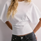 Women's Batwing Sleeve Cinched Waist Tee - Casual Chic