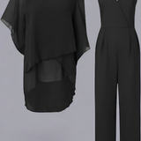 Women's Asymmetric Chiffon Layer Jumpsuit - Evening Party Wear
