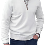 Men’s Knitted Half-Zip Pullover Sweater - Casual Winter Wear