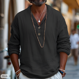 Men's Henley Neck Long Sleeve Shirt - Casual Daily Wear