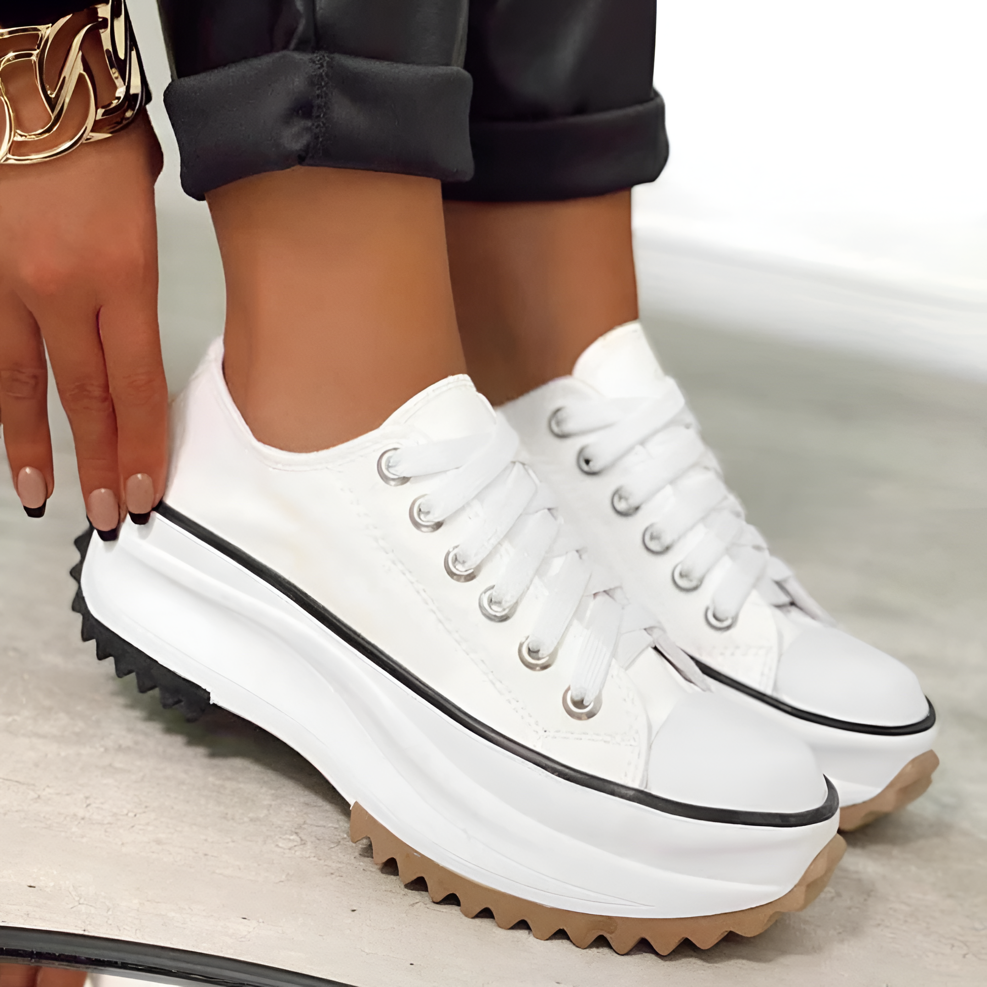 Women's Lug Sole Canvas Sneakers - Casual Streetwear