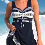 Women's Printed Tankini Swim Dress Two Piece - Beachwear