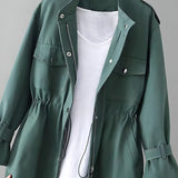 Women's Zip-Front Utility Jacket - Casual Outerwear