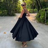 Women's Square Neck A-Line Maxi Dress - Formal Evening Wear