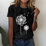 Women's Dandelion Graphic Crew Neck Shirt - Casual Daily Wear