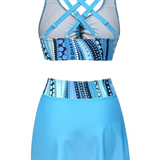 Women's Swimsuit Set Patterned Bodice - Beach Vacation