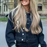 Women's Deep Wash Cuffed Jacket Set - Casual Streetwear