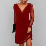 Women's Dress Sheer Glitter Sleeve V-Neck - Date Night