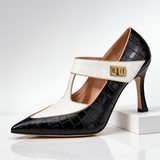 Women's Pointed Toe T-Strap Heels - Evening Wear