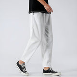 Men's Tapered Trousers Elastic Waist Cropped Fit - Casual Streetwear