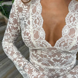 Women's V Neck Long Sleeve Fitted Top - Evening and Casual Wear
