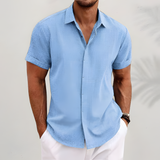 Men's Short Sleeve Button Down Textured Shirt - Casual Summer Wear