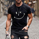 Men's Graphic T-Shirt Smiley Face Short Sleeve - Streetwear