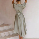 Women's Midi Dress Twist Front Flutter Sleeve - Special Occasion
