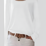 Women's Boat Neck Long Sleeve Knit Top - Casual Everyday Wear