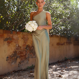 Women's One Shoulder Side Slit Maxi Dress - Wedding Guest