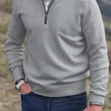 Men’s Knitted Half-Zip Pullover Sweater - Casual Winter Wear