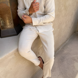 Men's Camp Collar Long Sleeve Shirt Set - Vacation Wear
