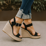 Women's Ankle Strap Wedge Sandals - Casual Summer Wear