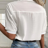 Women's Floral Embroidered Blouse - Casual Wear