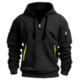 Men's Quarter Zip Utility Hoodie - Casual Streetwear