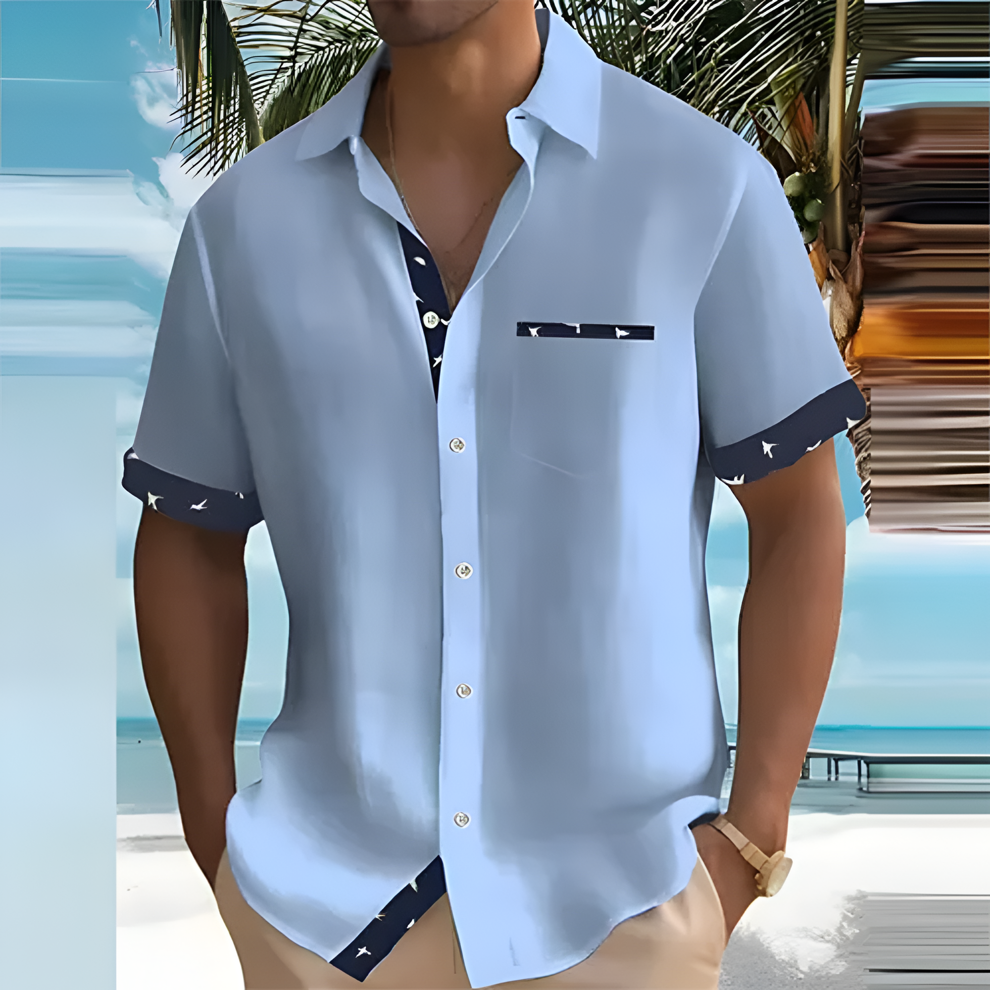 Men's Contrast Trim Polo Shirt - Beach Casual